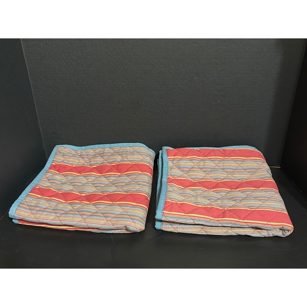 HTF Chaps Retired Annabella Stripe Quilted Throw Pillow Shams Set of 2 - 20x20"
